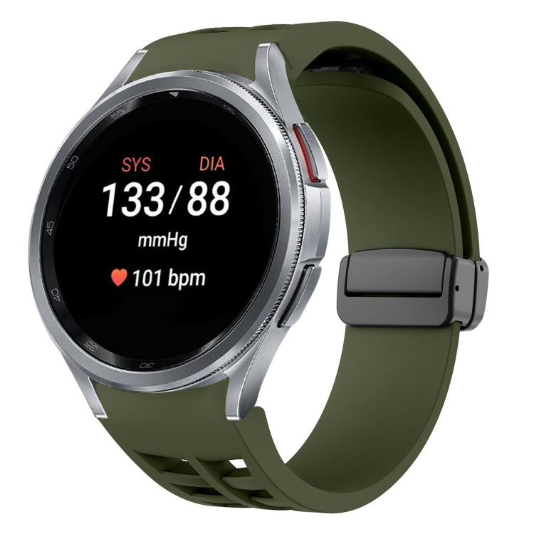 Richard magnetisches faltbares schwarzes Schnallensilikon-Uhrenarmband, für Samsung Galaxy Watch FE 40mm, für Samsung Galaxy Watch 7 40 / 44mm, für Samsung Galaxy Watch 6 Classic 43 / 47mm