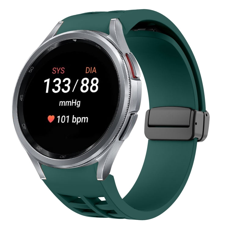 Richard magnetisches faltbares schwarzes Schnallensilikon-Uhrenarmband, für Samsung Galaxy Watch FE 40mm, für Samsung Galaxy Watch 7 40 / 44mm, für Samsung Galaxy Watch 6 Classic 43 / 47mm