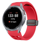 Richard magnetisches faltbares schwarzes Schnallensilikon-Uhrenarmband, für Samsung Galaxy Watch FE 40mm, für Samsung Galaxy Watch 7 40 / 44mm, für Samsung Galaxy Watch 6 Classic 43 / 47mm