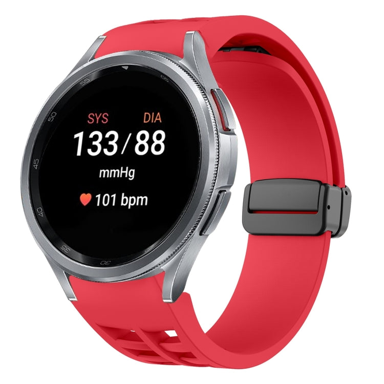 Richard magnetisches faltbares schwarzes Schnallensilikon-Uhrenarmband, für Samsung Galaxy Watch FE 40mm, für Samsung Galaxy Watch 7 40 / 44mm, für Samsung Galaxy Watch 6 Classic 43 / 47mm