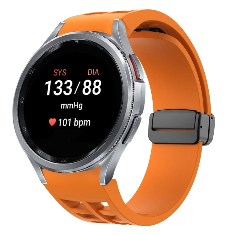 Richard magnetisches faltbares schwarzes Schnallensilikon-Uhrenarmband, für Samsung Galaxy Watch FE 40mm, für Samsung Galaxy Watch 7 40 / 44mm, für Samsung Galaxy Watch 6 Classic 43 / 47mm