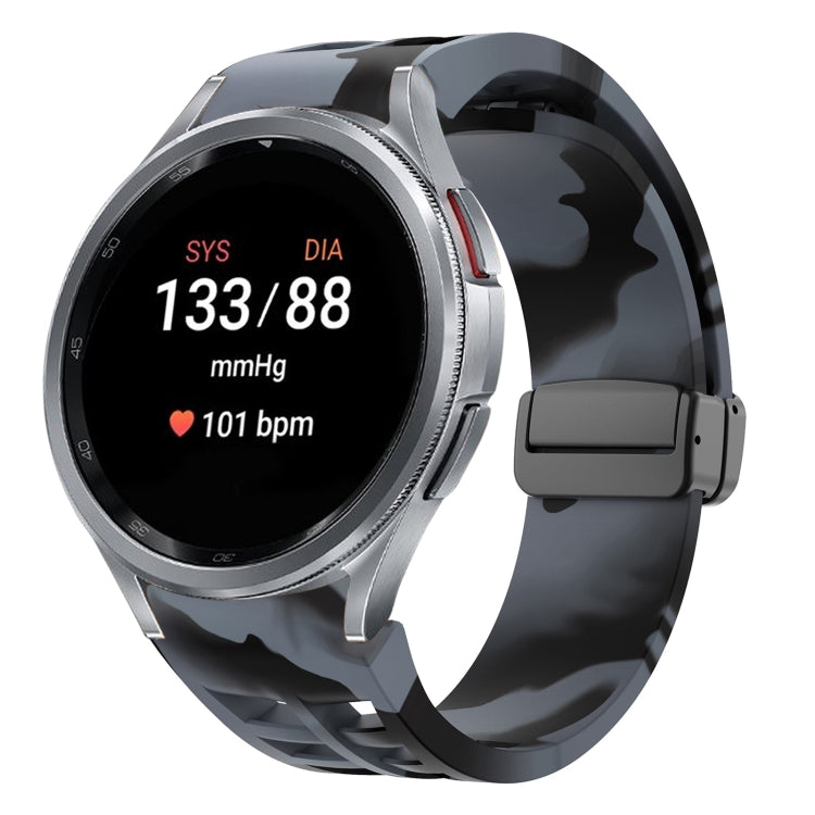 Richard magnetisches faltbares schwarzes Schnallensilikon-Uhrenarmband, für Samsung Galaxy Watch FE 40mm, für Samsung Galaxy Watch 7 40 / 44mm, für Samsung Galaxy Watch 6 Classic 43 / 47mm