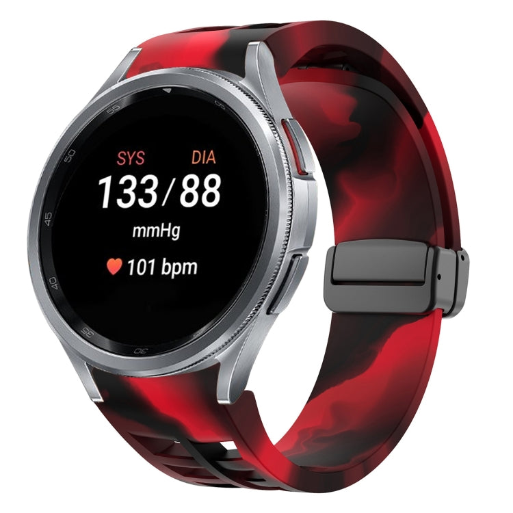 Richard magnetisches faltbares schwarzes Schnallensilikon-Uhrenarmband, für Samsung Galaxy Watch FE 40mm, für Samsung Galaxy Watch 7 40 / 44mm, für Samsung Galaxy Watch 6 Classic 43 / 47mm