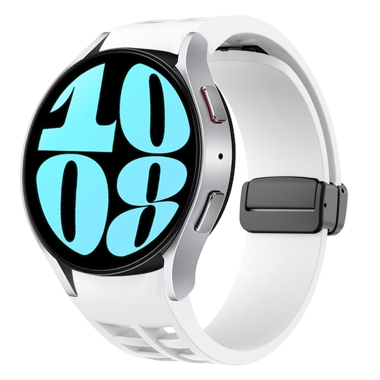 Richard magnetisches faltbares schwarzes Schnallensilikon-Uhrenarmband, für Samsung Galaxy Watch 6 40 / 44mm, für Samsung Galaxy Watch 5 Pro Golf Edition, für Samsung Galaxy Watch 5 Golf Edition