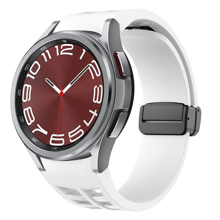 Richard magnetisches faltbares schwarzes Schnallensilikon-Uhrenarmband, für Samsung Galaxy Watch FE 40mm, für Samsung Galaxy Watch 7 40 / 44mm, für Samsung Galaxy Watch 6 Classic 43 / 47mm