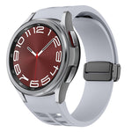 Richard magnetisches faltbares schwarzes Schnallensilikon-Uhrenarmband, für Samsung Galaxy Watch FE 40mm, für Samsung Galaxy Watch 7 40 / 44mm, für Samsung Galaxy Watch 6 Classic 43 / 47mm
