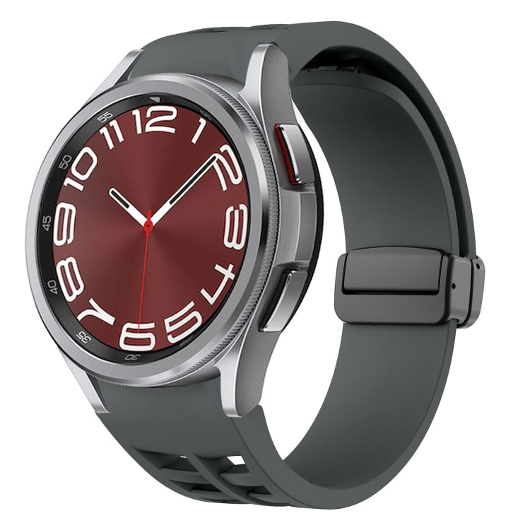 Richard magnetisches faltbares schwarzes Schnallensilikon-Uhrenarmband, für Samsung Galaxy Watch FE 40mm, für Samsung Galaxy Watch 7 40 / 44mm, für Samsung Galaxy Watch 6 Classic 43 / 47mm