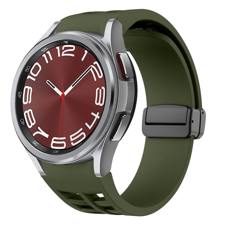 Richard magnetisches faltbares schwarzes Schnallensilikon-Uhrenarmband, für Samsung Galaxy Watch FE 40mm, für Samsung Galaxy Watch 7 40 / 44mm, für Samsung Galaxy Watch 6 Classic 43 / 47mm