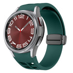 Richard magnetisches faltbares schwarzes Schnallensilikon-Uhrenarmband, für Samsung Galaxy Watch FE 40mm, für Samsung Galaxy Watch 7 40 / 44mm, für Samsung Galaxy Watch 6 Classic 43 / 47mm