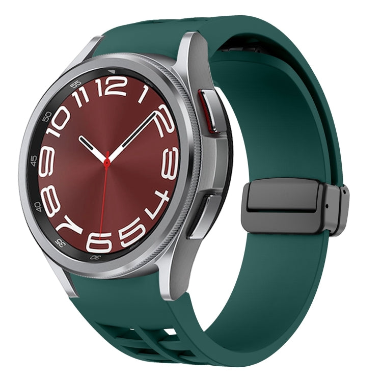 Richard magnetisches faltbares schwarzes Schnallensilikon-Uhrenarmband, für Samsung Galaxy Watch FE 40mm, für Samsung Galaxy Watch 7 40 / 44mm, für Samsung Galaxy Watch 6 Classic 43 / 47mm