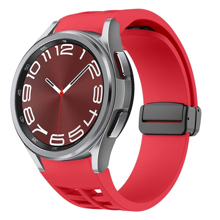 Richard magnetisches faltbares schwarzes Schnallensilikon-Uhrenarmband, für Samsung Galaxy Watch FE 40mm, für Samsung Galaxy Watch 7 40 / 44mm, für Samsung Galaxy Watch 6 Classic 43 / 47mm