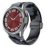 Richard magnetisches faltbares schwarzes Schnallensilikon-Uhrenarmband, für Samsung Galaxy Watch FE 40mm, für Samsung Galaxy Watch 7 40 / 44mm, für Samsung Galaxy Watch 6 Classic 43 / 47mm
