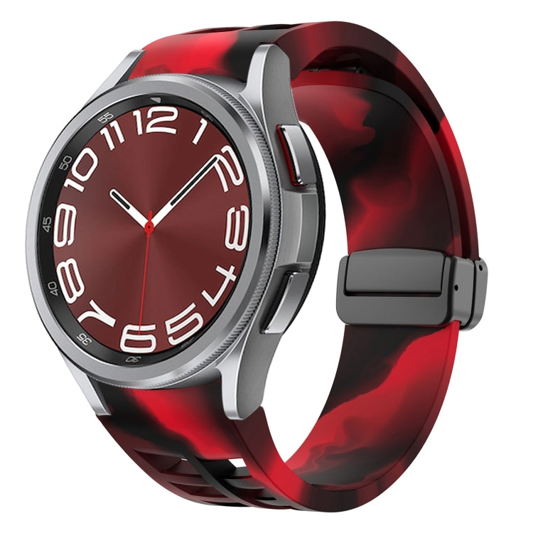 Richard magnetisches faltbares schwarzes Schnallensilikon-Uhrenarmband, für Samsung Galaxy Watch FE 40mm, für Samsung Galaxy Watch 7 40 / 44mm, für Samsung Galaxy Watch 6 Classic 43 / 47mm