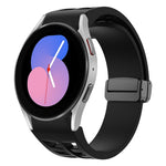 Richard magnetisches faltbares schwarzes Schnallensilikon-Uhrenarmband, für Samsung Galaxy Watch 5 40 / 44mm, für Samsung Galaxy Watch 5 Pro 45mm, für Samsung Galaxy Watch 4 40 / 44mm