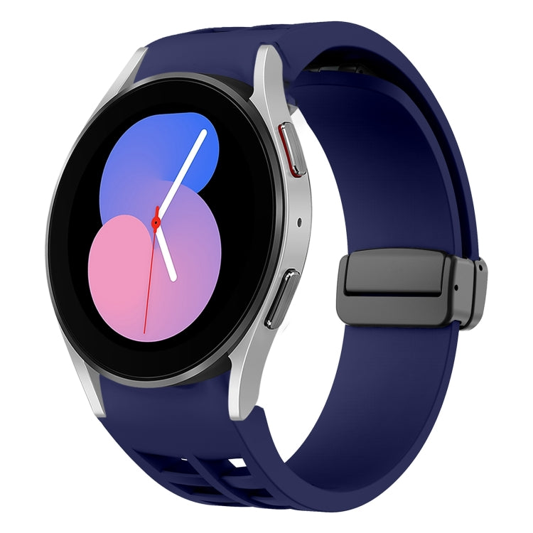 Richard magnetisches faltbares schwarzes Schnallensilikon-Uhrenarmband, für Samsung Galaxy Watch 5 40 / 44mm, für Samsung Galaxy Watch 5 Pro 45mm, für Samsung Galaxy Watch 4 40 / 44mm
