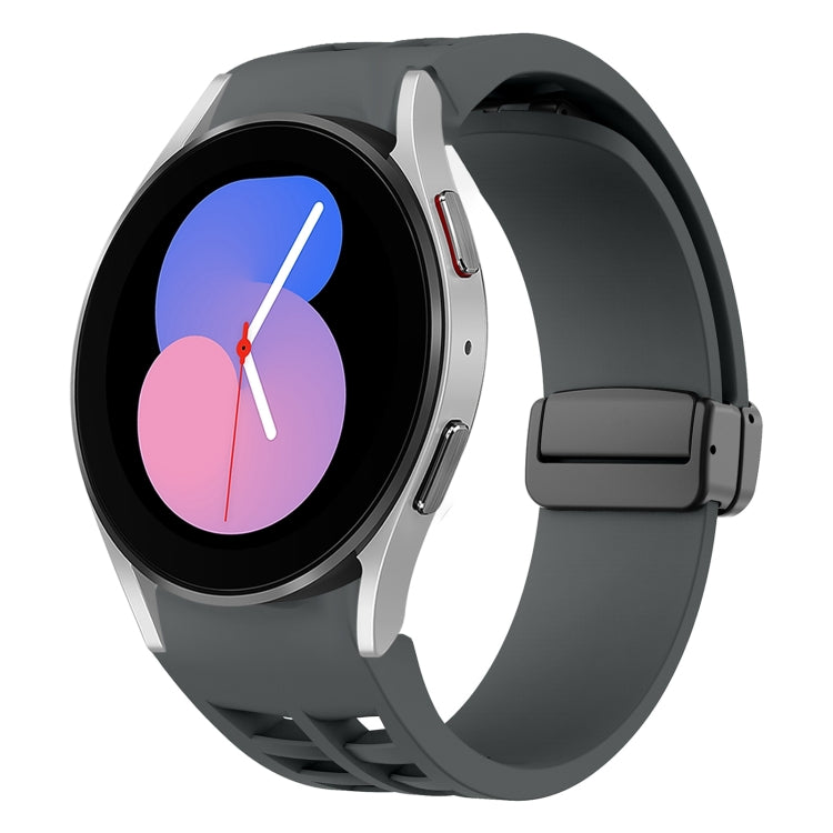 Richard magnetisches faltbares schwarzes Schnallensilikon-Uhrenarmband, für Samsung Galaxy Watch 5 40 / 44mm, für Samsung Galaxy Watch 5 Pro 45mm, für Samsung Galaxy Watch 4 40 / 44mm