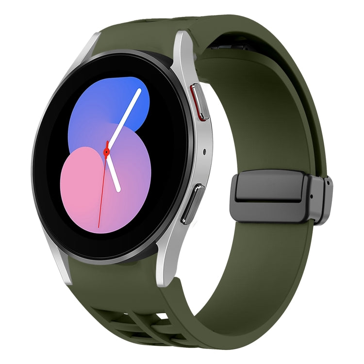 Richard magnetisches faltbares schwarzes Schnallensilikon-Uhrenarmband, für Samsung Galaxy Watch 5 40 / 44mm, für Samsung Galaxy Watch 5 Pro 45mm, für Samsung Galaxy Watch 4 40 / 44mm
