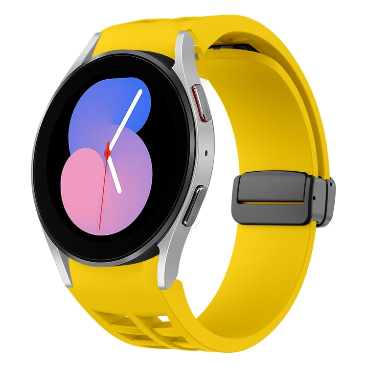 Richard magnetisches faltbares schwarzes Schnallensilikon-Uhrenarmband, für Samsung Galaxy Watch 5 40 / 44mm, für Samsung Galaxy Watch 5 Pro 45mm, für Samsung Galaxy Watch 4 40 / 44mm