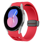Richard magnetisches faltbares schwarzes Schnallensilikon-Uhrenarmband, für Samsung Galaxy Watch 5 40 / 44mm, für Samsung Galaxy Watch 5 Pro 45mm, für Samsung Galaxy Watch 4 40 / 44mm