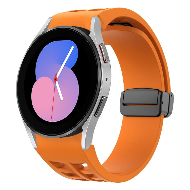 Richard magnetisches faltbares schwarzes Schnallensilikon-Uhrenarmband, für Samsung Galaxy Watch 5 40 / 44mm, für Samsung Galaxy Watch 5 Pro 45mm, für Samsung Galaxy Watch 4 40 / 44mm