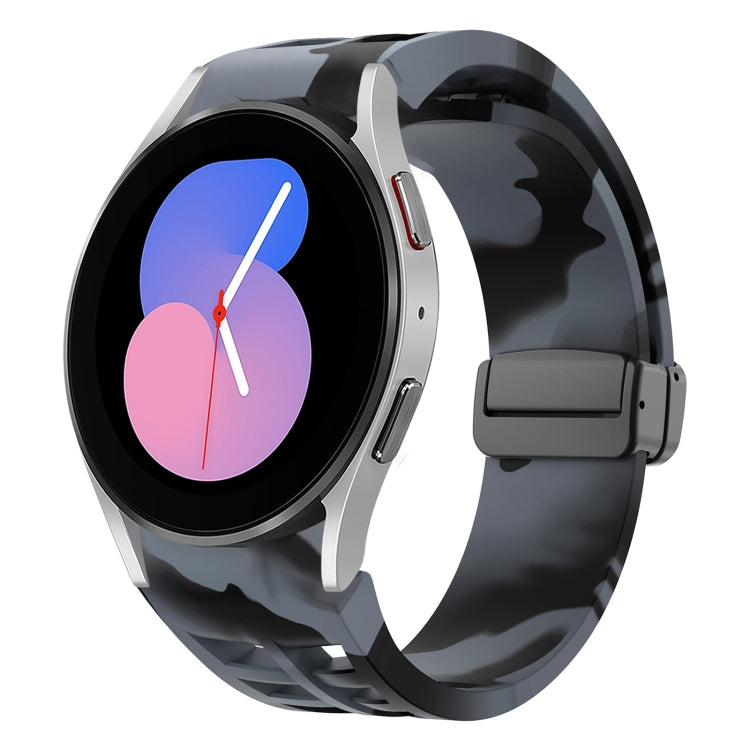 Richard magnetisches faltbares schwarzes Schnallensilikon-Uhrenarmband, für Samsung Galaxy Watch 5 40 / 44mm, für Samsung Galaxy Watch 5 Pro 45mm, für Samsung Galaxy Watch 4 40 / 44mm