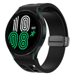 Richard magnetisches faltbares schwarzes Schnallensilikon-Uhrenarmband, für Samsung Galaxy Watch 5 40 / 44mm, für Samsung Galaxy Watch 5 Pro 45mm, für Samsung Galaxy Watch 4 40 / 44mm