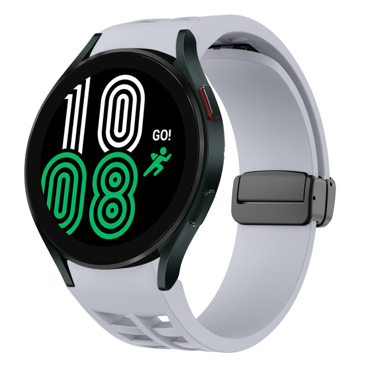 Richard magnetisches faltbares schwarzes Schnallensilikon-Uhrenarmband, für Samsung Galaxy Watch 5 40 / 44mm, für Samsung Galaxy Watch 5 Pro 45mm, für Samsung Galaxy Watch 4 40 / 44mm