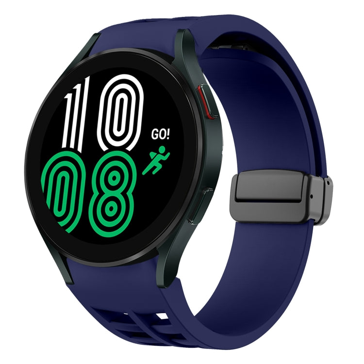 Richard magnetisches faltbares schwarzes Schnallensilikon-Uhrenarmband, für Samsung Galaxy Watch 5 40 / 44mm, für Samsung Galaxy Watch 5 Pro 45mm, für Samsung Galaxy Watch 4 40 / 44mm