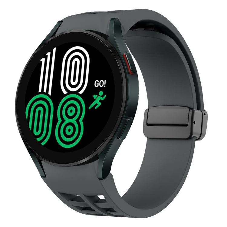 Richard magnetisches faltbares schwarzes Schnallensilikon-Uhrenarmband, für Samsung Galaxy Watch 5 40 / 44mm, für Samsung Galaxy Watch 5 Pro 45mm, für Samsung Galaxy Watch 4 40 / 44mm