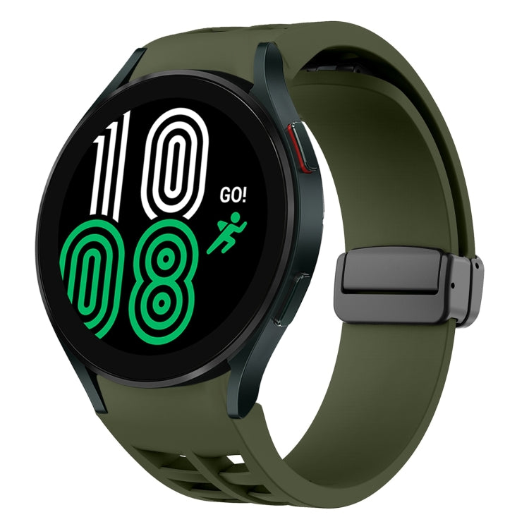 Richard magnetisches faltbares schwarzes Schnallensilikon-Uhrenarmband, für Samsung Galaxy Watch 5 40 / 44mm, für Samsung Galaxy Watch 5 Pro 45mm, für Samsung Galaxy Watch 4 40 / 44mm
