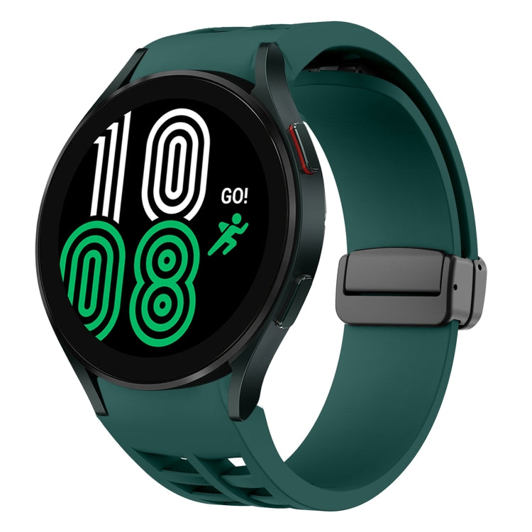 Richard magnetisches faltbares schwarzes Schnallensilikon-Uhrenarmband, für Samsung Galaxy Watch 5 40 / 44mm, für Samsung Galaxy Watch 5 Pro 45mm, für Samsung Galaxy Watch 4 40 / 44mm