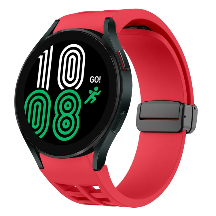 Richard magnetisches faltbares schwarzes Schnallensilikon-Uhrenarmband, für Samsung Galaxy Watch 5 40 / 44mm, für Samsung Galaxy Watch 5 Pro 45mm, für Samsung Galaxy Watch 4 40 / 44mm