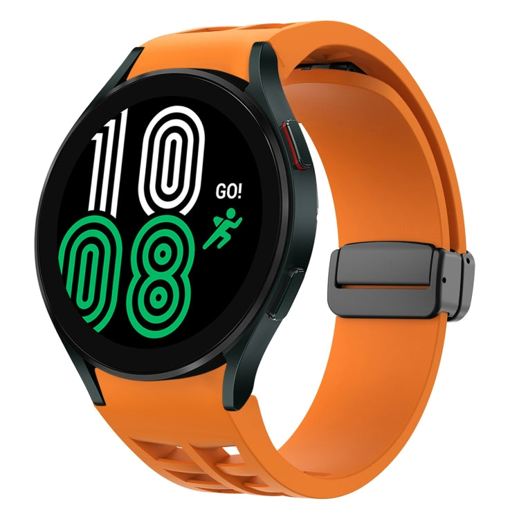 Richard magnetisches faltbares schwarzes Schnallensilikon-Uhrenarmband, für Samsung Galaxy Watch 5 40 / 44mm, für Samsung Galaxy Watch 5 Pro 45mm, für Samsung Galaxy Watch 4 40 / 44mm