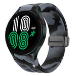 Richard magnetisches faltbares schwarzes Schnallensilikon-Uhrenarmband, für Samsung Galaxy Watch 5 40 / 44mm, für Samsung Galaxy Watch 5 Pro 45mm, für Samsung Galaxy Watch 4 40 / 44mm