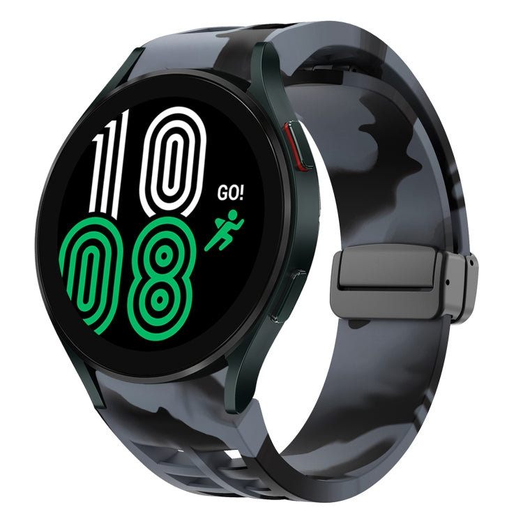 Richard magnetisches faltbares schwarzes Schnallensilikon-Uhrenarmband, für Samsung Galaxy Watch 5 40 / 44mm, für Samsung Galaxy Watch 5 Pro 45mm, für Samsung Galaxy Watch 4 40 / 44mm