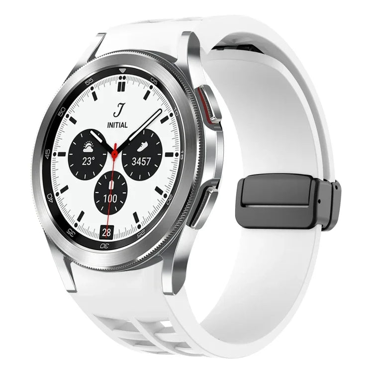 Richard Magnetisches Faltarmband aus Silikon mit schwarzer Schnalle, passend für Samsung Galaxy Watch 4 Classic (42/46 mm)