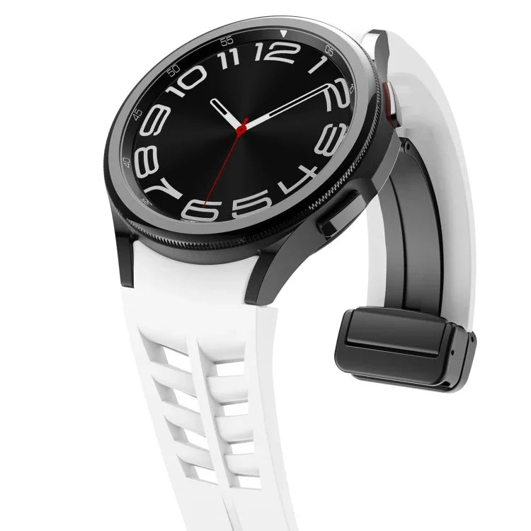 Richard Magnetic Folding Black Buckle Silicone Watch Band, For Samsung Galaxy Watch 4 classic 42 / 46mm