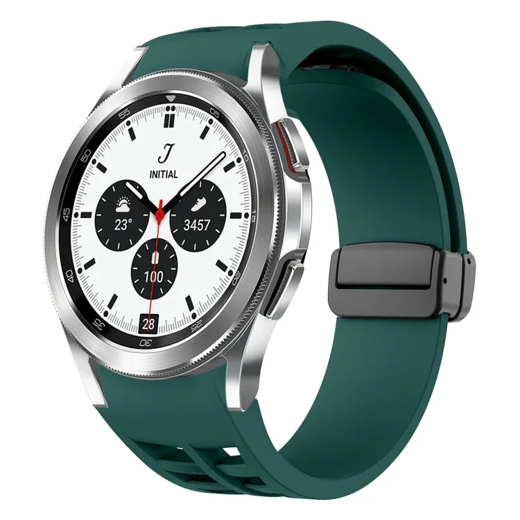 Richard Magnetic Folding Black Buckle Silicone Watch Band, For Samsung Galaxy Watch 4 classic 42 / 46mm