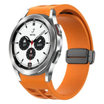 Richard Magnetic Folding Black Buckle Silicone Watch Band, For Samsung Galaxy Watch 4 classic 42 / 46mm