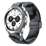Richard Magnetic Folding Black Buckle Silicone Watch Band, For Samsung Galaxy Watch 4 classic 42 / 46mm