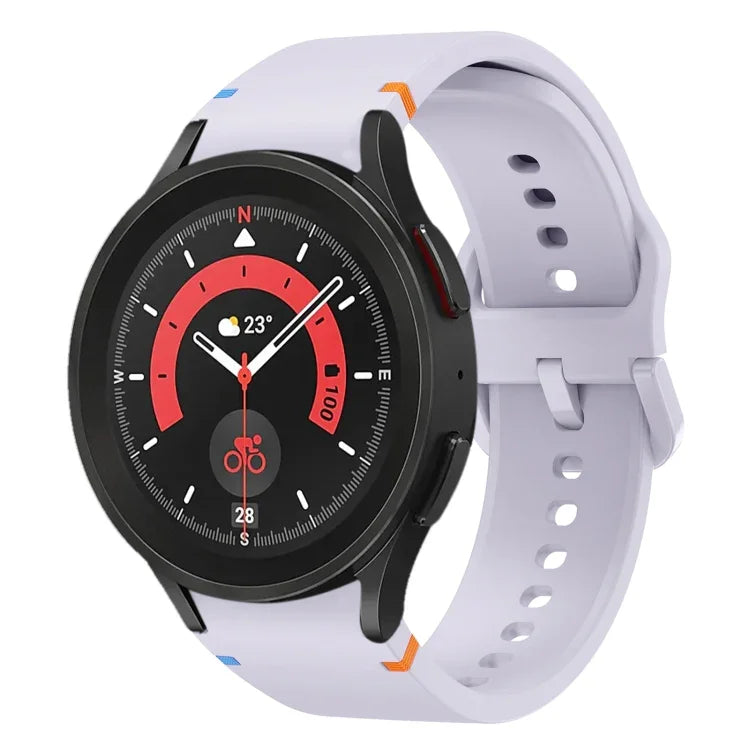 Flat Sewing Design Silicone Watch Band, For Sansung Galaxy Watch5 Pro 45mm, Fou Samsung Galaxy Watch 4 40 / 44mm, For Samsung Galaxy Watch 4 Classic 42 / 46mm