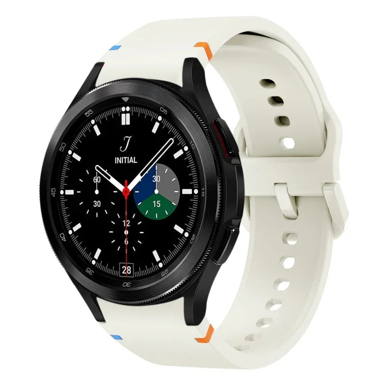 Flat Sewing Design Silicone Watch Band, For Sansung Galaxy Watch5 Pro 45mm, Fou Samsung Galaxy Watch 4 40 / 44mm, For Samsung Galaxy Watch 4 Classic 42 / 46mm