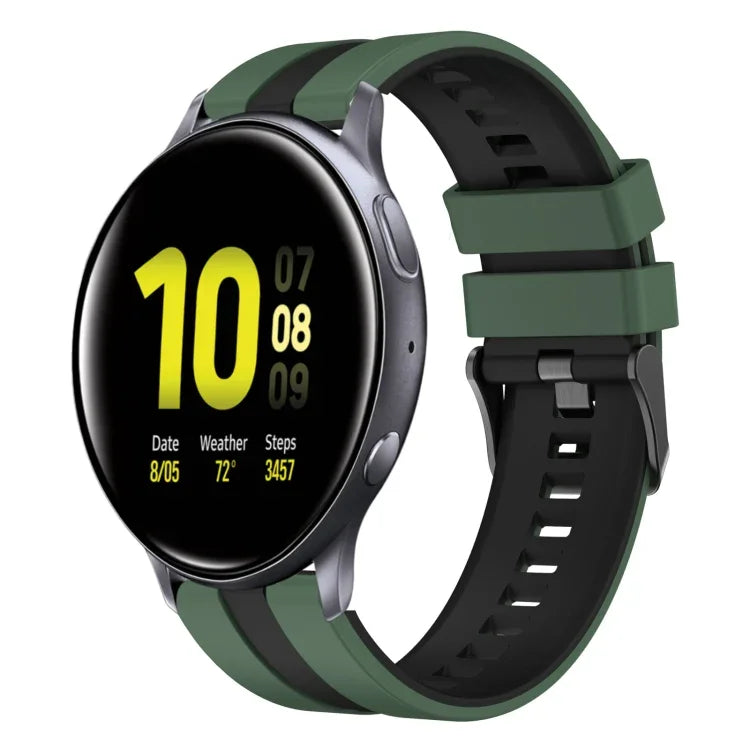 20mm Two Color Sports Silicone Watch Band, For Samsung  Galaxy Watch 4 Classic 42mm, For Samsung Galaxy Watch Active 2 44mm, For Samsung Galaxy Watch Active 2 40mm