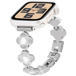 Metallarmband mit vierblättrigem Kleeblatt und Schnellverschluss, passend für Apple Watch SE 2023 (44 mm), Apple Watch SE 2023 (40 mm), Apple Watch Ultra 2 (49 mm), Apple Watch Series 9 (45 mm), Apple Watch Series 9 (41 mm), Apple Watch Ultra 49 mm ...