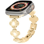 Metallarmband mit vierblättrigem Kleeblatt und Schnellverschluss, passend für Apple Watch SE 2023 (44 mm), Apple Watch SE 2023 (40 mm), Apple Watch Ultra 2 (49 mm), Apple Watch Series 9 (45 mm), Apple Watch Series 9 (41 mm), Apple Watch Ultra 49 mm ...