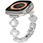 Metallarmband mit vierblättrigem Kleeblatt und Schnellverschluss, passend für Apple Watch SE 2023 (44 mm), Apple Watch SE 2023 (40 mm), Apple Watch Ultra 2 (49 mm), Apple Watch Series 9 (45 mm), Apple Watch Series 9 (41 mm), Apple Watch Ultra 49 mm ...