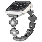 Metallarmband mit vierblättrigem Kleeblatt und Schnellverschluss, passend für Apple Watch SE 2023 (44 mm), Apple Watch SE 2023 (40 mm), Apple Watch Ultra 2 (49 mm), Apple Watch Series 9 (45 mm), Apple Watch Series 9 (41 mm), Apple Watch Ultra 49 mm ...