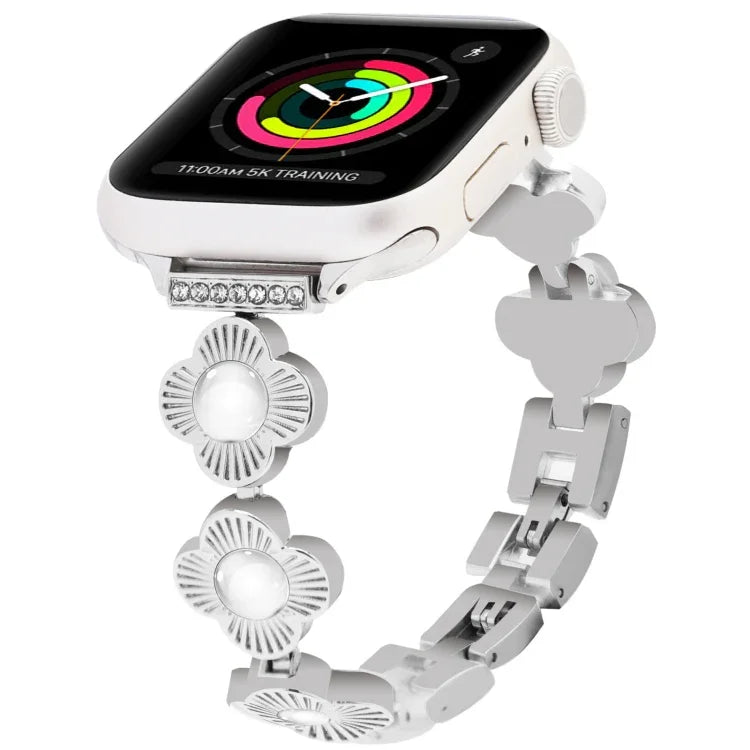 Metallarmband mit vierblättrigem Kleeblatt und Schnellverschluss, für Apple Watch Series 3 (38 mm) und Apple Watch Series 3 (42 mm)