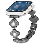 Metallarmband mit vierblättrigem Kleeblatt und Schnellverschluss, passend für Apple Watch SE 2023 (44 mm), Apple Watch SE 2023 (40 mm), Apple Watch Ultra 2 (49 mm), Apple Watch Series 9 (45 mm), Apple Watch Series 9 (41 mm), Apple Watch Ultra 49 mm ...
