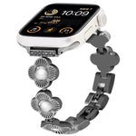 Metallarmband mit vierblättrigem Kleeblatt und Schnellverschluss, passend für Apple Watch SE 2023 (44 mm), Apple Watch SE 2023 (40 mm), Apple Watch Ultra 2 (49 mm), Apple Watch Series 9 (45 mm), Apple Watch Series 9 (41 mm), Apple Watch Ultra 49 mm ...